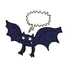 cartoon vampire bat with speech bubble N21