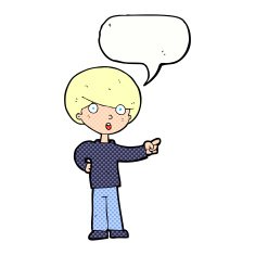 cartoon pointing boy with speech bubble N34