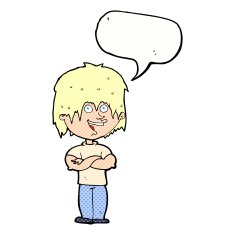 cartoon happy man with speech bubble N529