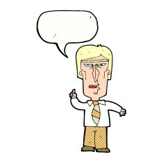cartoon grumpy boss with speech bubble N12