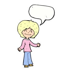 cartoon happy woman with speech bubble N296