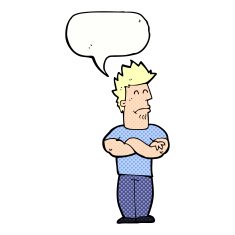 cartoon sulking man with speech bubble N12
