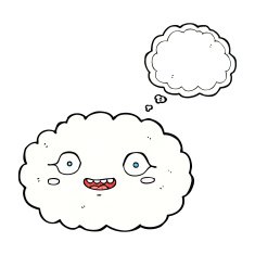 happy cartoon cloud with thought bubble N17