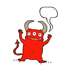 cartoon little devil with speech bubble N23
