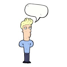 cartoon bored man with speech bubble N47