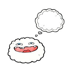 happy cartoon cloud with thought bubble N18