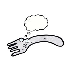 cartoon fork with thought bubble N7