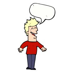 cartoon happy man with speech bubble N532