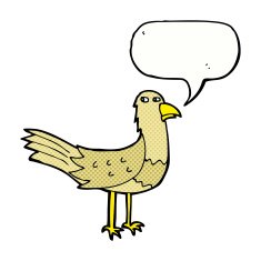 cartoon bird with speech bubble N304