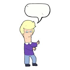 cartoon man gesturing wildly with speech bubble N12