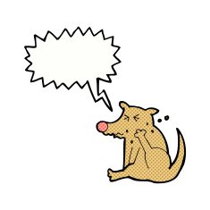 cartoon dog scratching with speech bubble N11