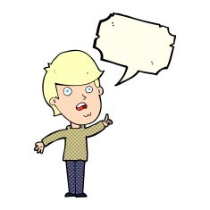 cartoon man asking question with speech bubble N56