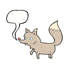 cartoon wolf cub with speech bubble N15