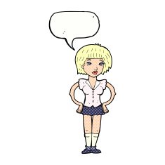 cartoon woman with hands on hips speech bubble N252