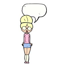 cartoon librarian woman with speech bubble N12
