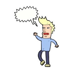 cartoon loudmouth man with speech bubble N8