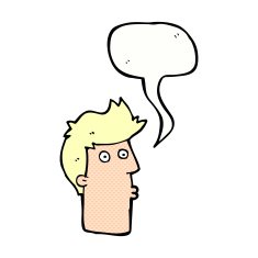 cartoon surprised man with speech bubble N151