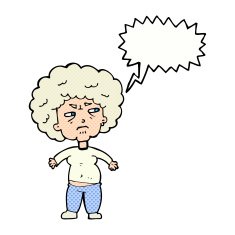 cartoon annoyed old woman with speech bubble N24