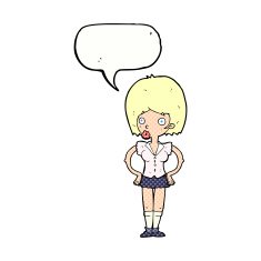 cartoon woman with hands on hips speech bubble N253