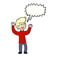 cartoon happy man with speech bubble N534