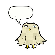 Cartoon owl with speech bubble N80