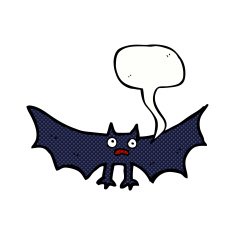 cartoon bat with speech bubble N27