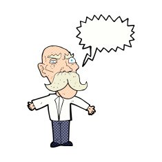 cartoon angry old man with speech bubble N170