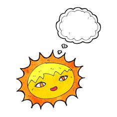cartoon pretty sun with thought bubble N7