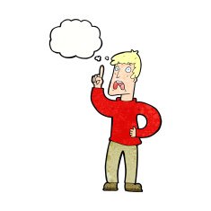cartoon man with complaint thought bubble N10