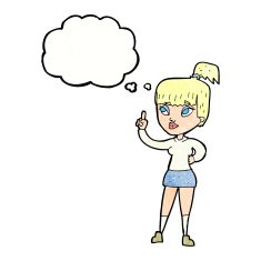 cartoon attractive girl with idea thought bubble N11