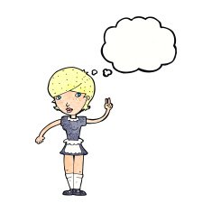 cartoon waitress taking order with thought bubble N21