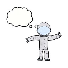 cartoon astronaut with thought bubble N130