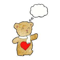 cartoon teddy bear with love heart thought bubble N3