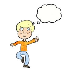cartoon dancing man with thought bubble N20