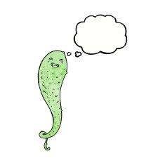 cartoon spooky ghost with thought bubble N50