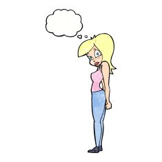 cartoon pretty woman with thought bubble N294