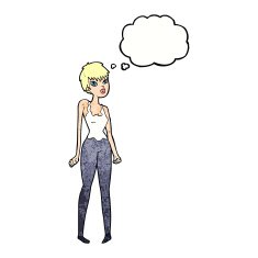 cartoon pretty woman with thought bubble N295