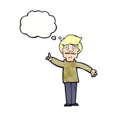 cartoon man asking question with thought bubble N53