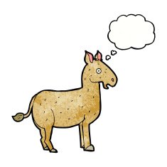 cartoon mule with thought bubble N11