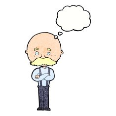cartoon grandfather with thought bubble N11