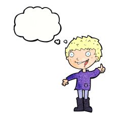 cartoon excited boy with thought bubble N158