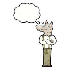 cartoon funny werewolf with thought bubble N17
