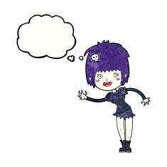 cartoon vampire girl with thought bubble N240