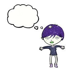 cartoon vampire girl with thought bubble N241