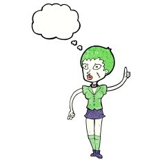cartoon halloween girl with thought bubble N22