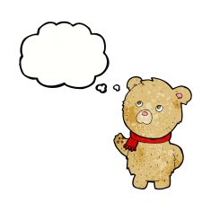 cartoon teddy bear with thought bubble N158