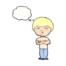 cartoon grumpy man with thought bubble N22