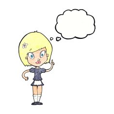 cartoon pretty maid with thought bubble N11