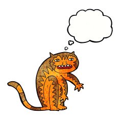 cartoon tiger with thought bubble N7
