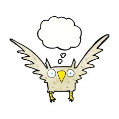 cartoon owl with thought bubble N72